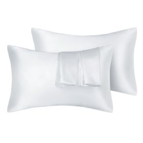 75D Satin Artificial Silk Pillowcase (Option: White-Standard 20X26in-1Pairs)