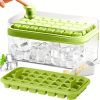 Set Of 1 101oz Ice Cube Trays, 64 Pcs Silicone Ice Cube Tray With Lid And Bin, Ice Cube Molds For Freezer, Easy Release & Save Space, 2 Trays