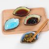 1pc Leaf-Shaped Ceramic Saucer | Handcrafted Seasoning Plate