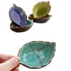 1pc Leaf-Shaped Ceramic Saucer | Handcrafted Seasoning Plate