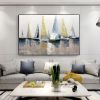 Hand-Painted Abstract Boat Oil Painting | Modern Canvas Wall Art