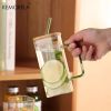 1pc Cute Glass Cup with Lid & Straw | 13.5oz