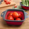 Collapsible Silicone Colander Set of 2 | Square Strainer with Handle