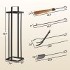 Outsunny Fireplace Tools Set Indoor Outdoor 5 Piece Heavy Duty Metal Fireplace Accessories Set with Brush Broom, Poker, Shovel, Tongs and Stand for Ch